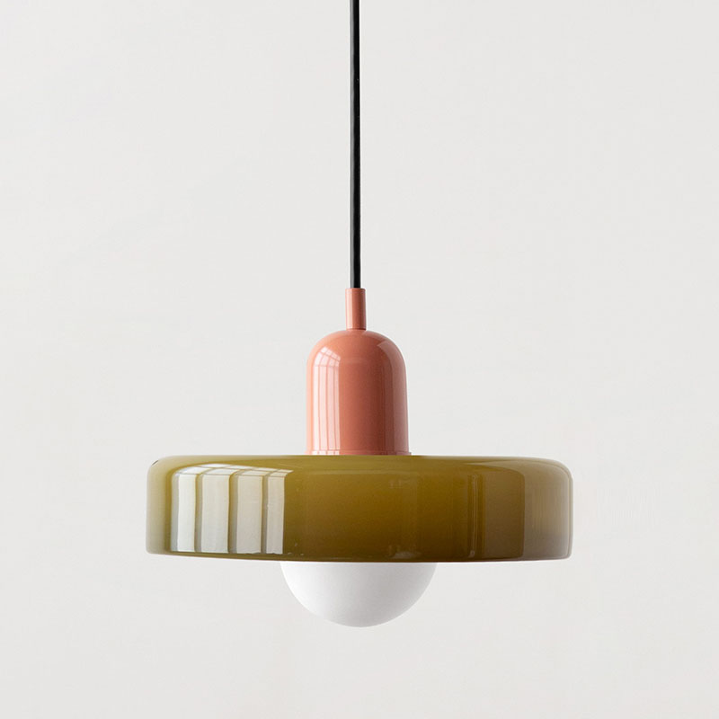Bauhaus Style Glass Pendant Light with Adjustable Ring Shade