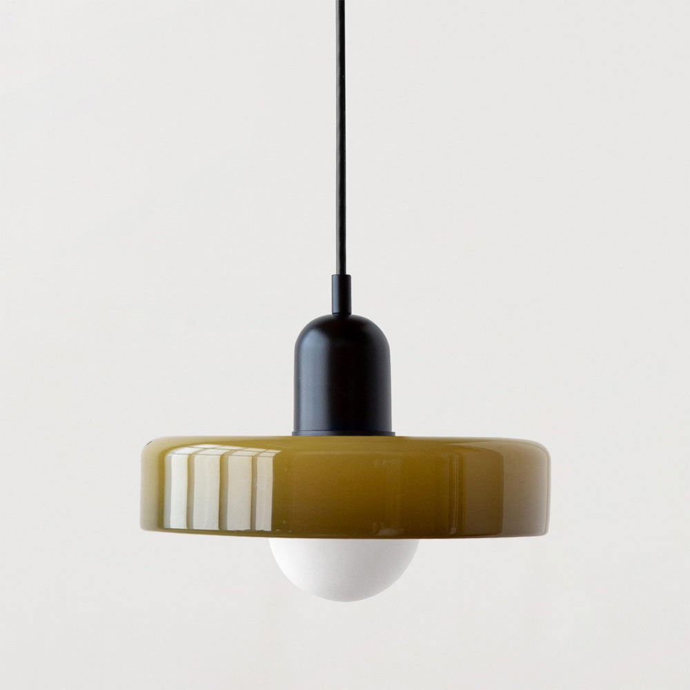 Bauhaus Style Glass Pendant Light with Adjustable Ring Shade