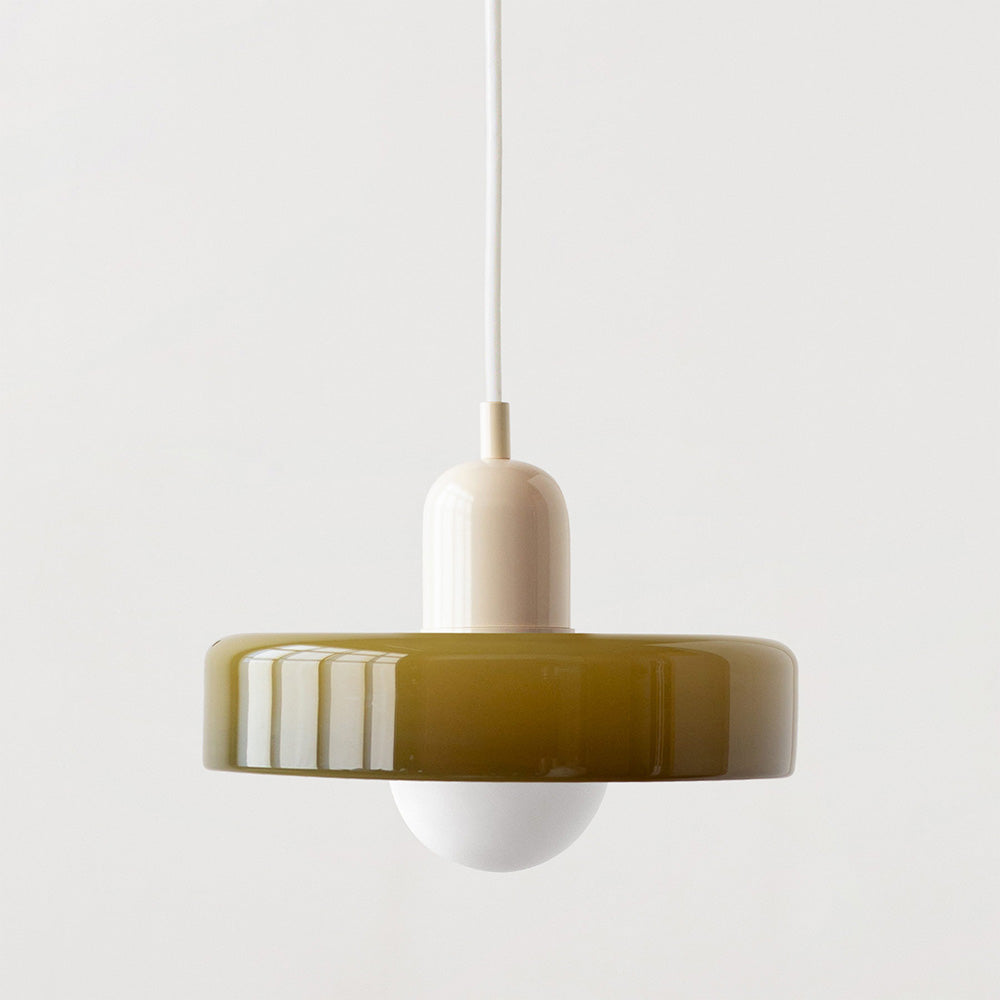 Bauhaus Style Glass Pendant Light with Adjustable Ring Shade