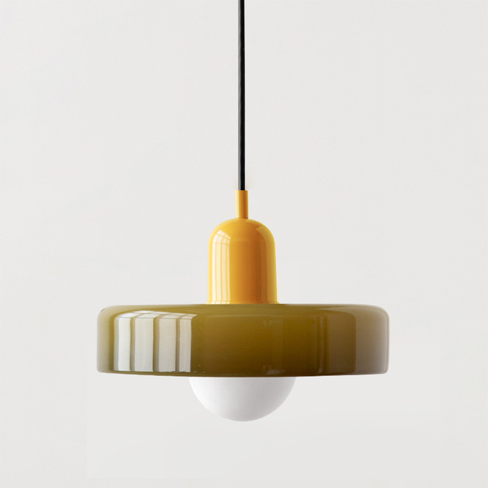 Bauhaus Style Glass Pendant Light with Adjustable Ring Shade
