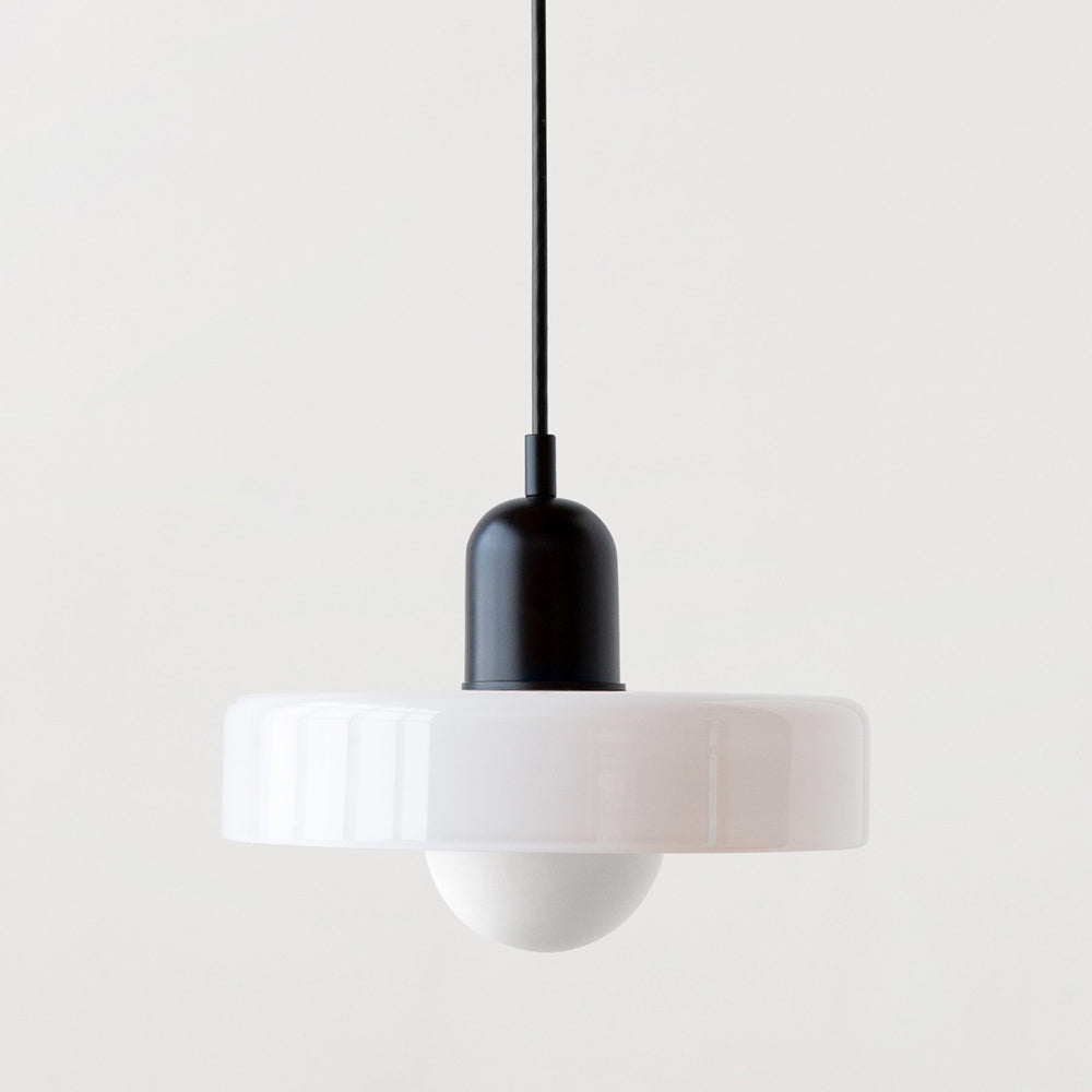 Bauhaus Style Glass Pendant Light with Adjustable Ring Shade
