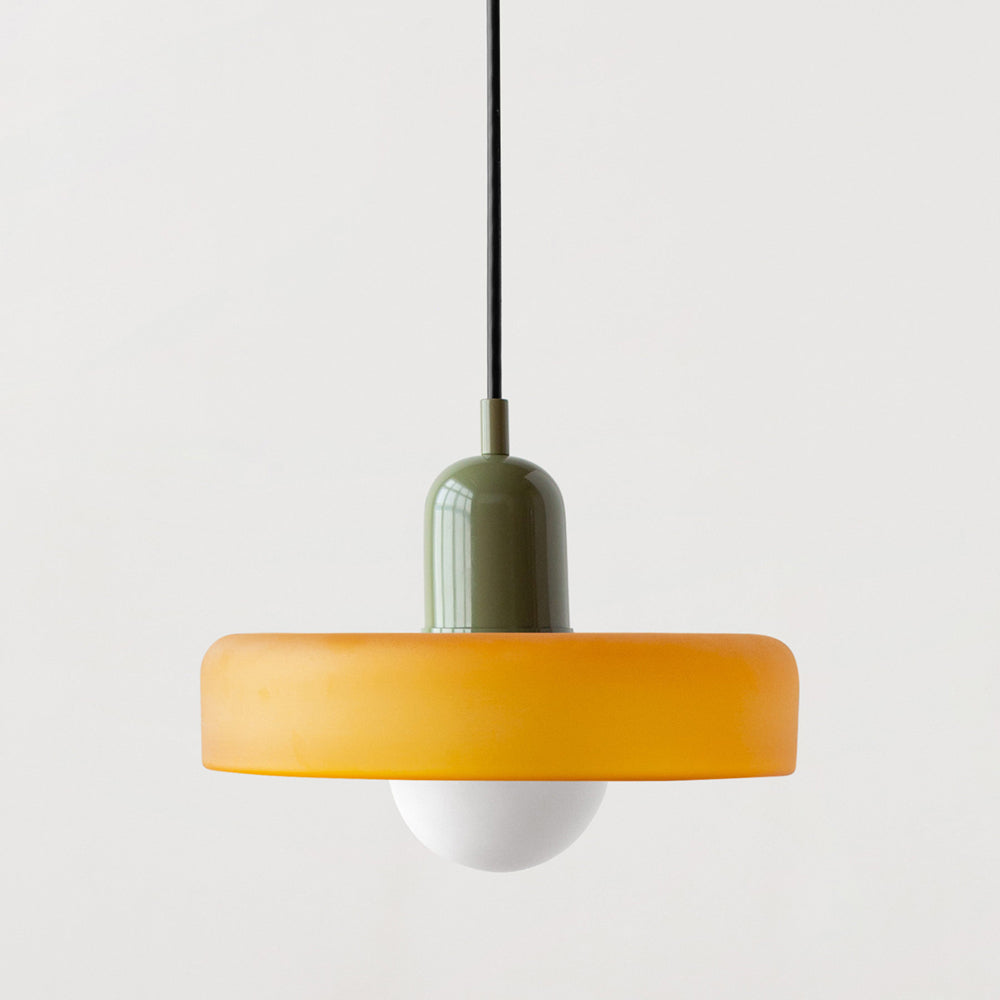 Bauhaus Style Glass Pendant Light with Adjustable Ring Shade