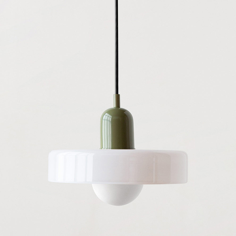 Bauhaus Style Glass Pendant Light with Adjustable Ring Shade