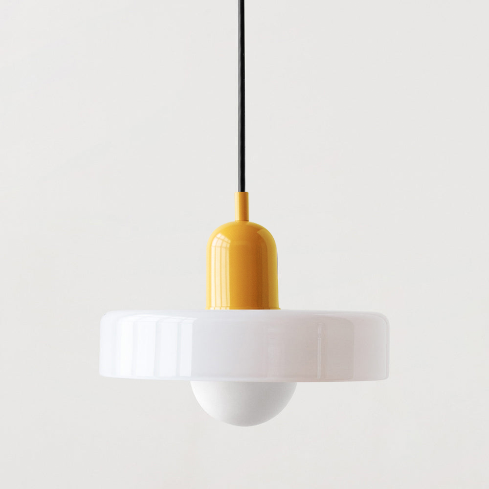 Bauhaus Style Glass Pendant Light with Adjustable Ring Shade