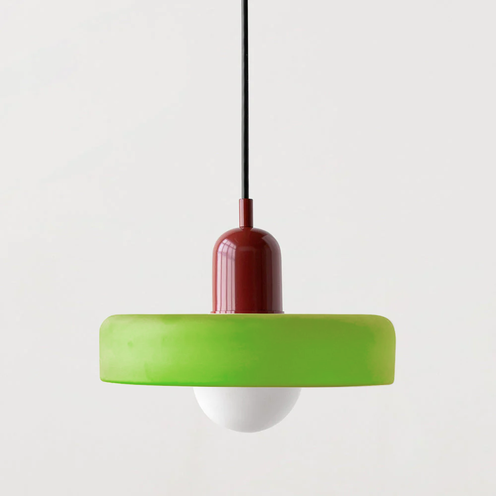 Bauhaus Style Glass Pendant Light with Adjustable Ring Shade
