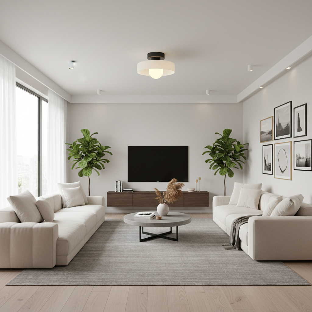 Bauhaus Layered Glass Ceiling Light with Globe for Diffused Illumination