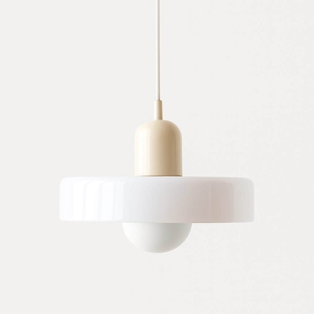 Bauhaus Style Glass Pendant Light with Adjustable Ring Shade
