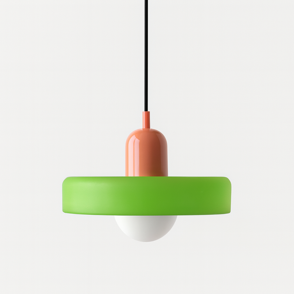 Bauhaus Style Glass Pendant Light with Adjustable Ring Shade