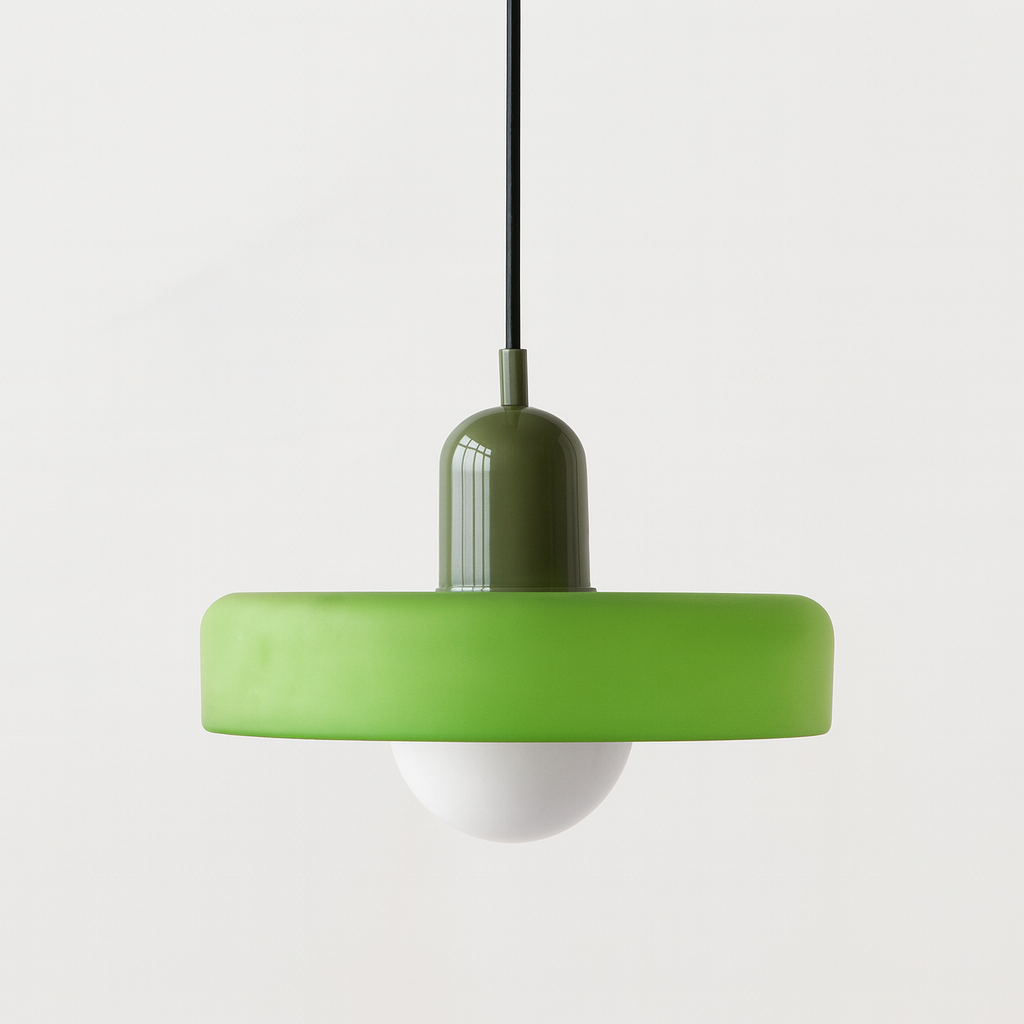 Bauhaus Style Glass Pendant Light with Adjustable Ring Shade
