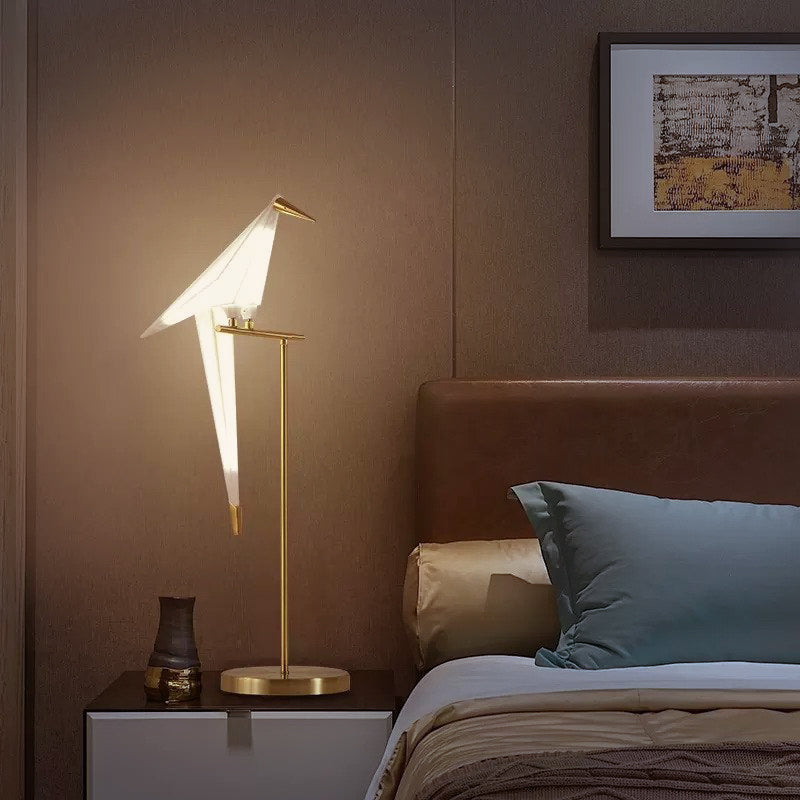 Origami Bird Table Lamp with Magnetic Metal Stand for Ambient Lighting
