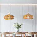 Nordic Bamboo Cage Pendant Light Wooden Slat Dome Fixture