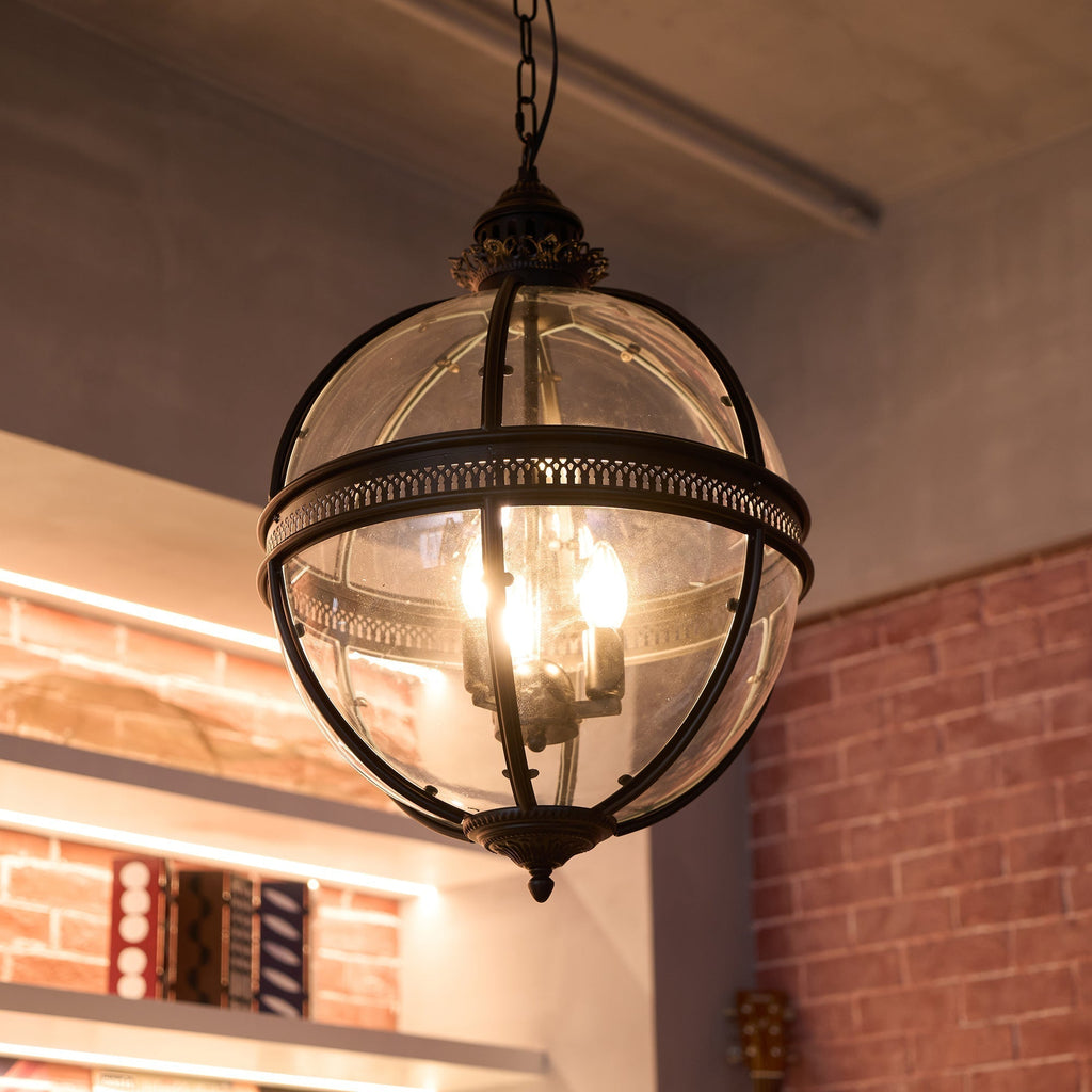 Vintage Glass Globe Pendant Light Industrial Hanging Ceiling Fixture