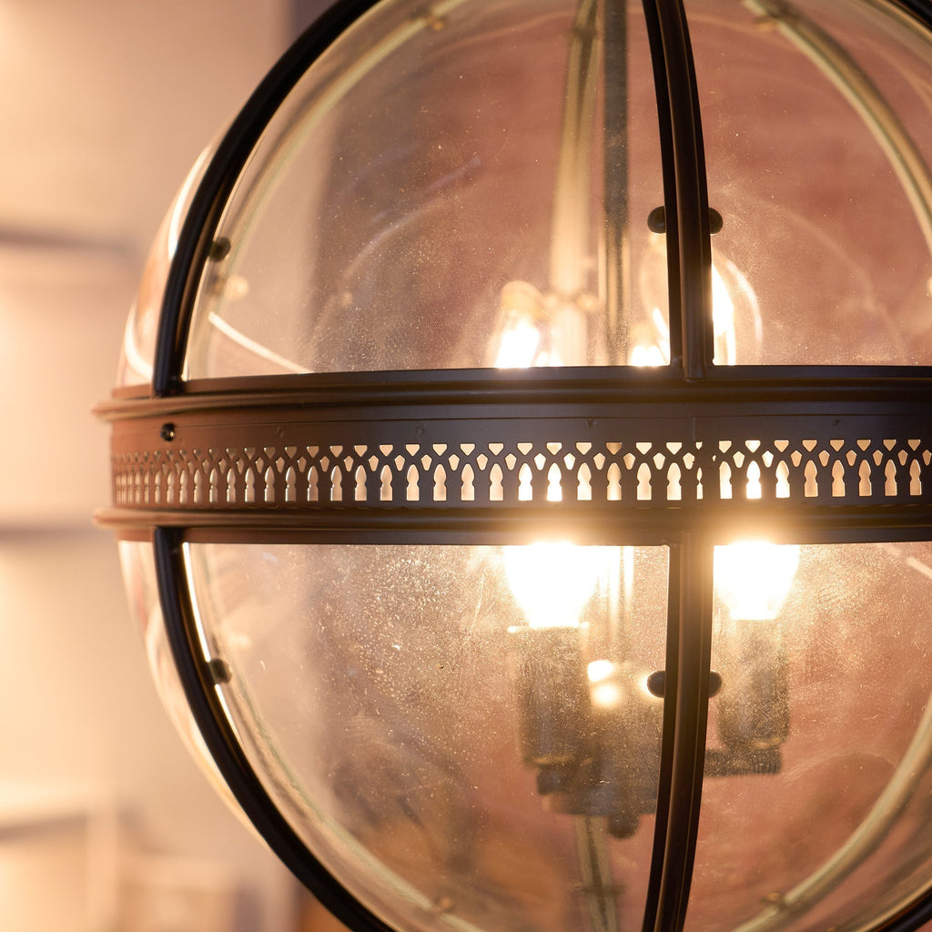Vintage Glass Globe Pendant Light Industrial Hanging Ceiling Fixture