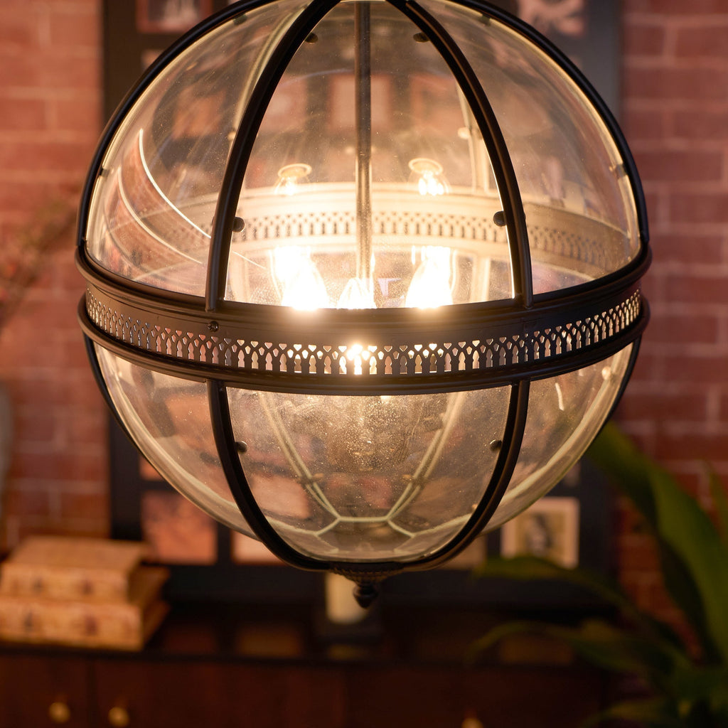 Vintage Glass Globe Pendant Light Industrial Hanging Ceiling Fixture