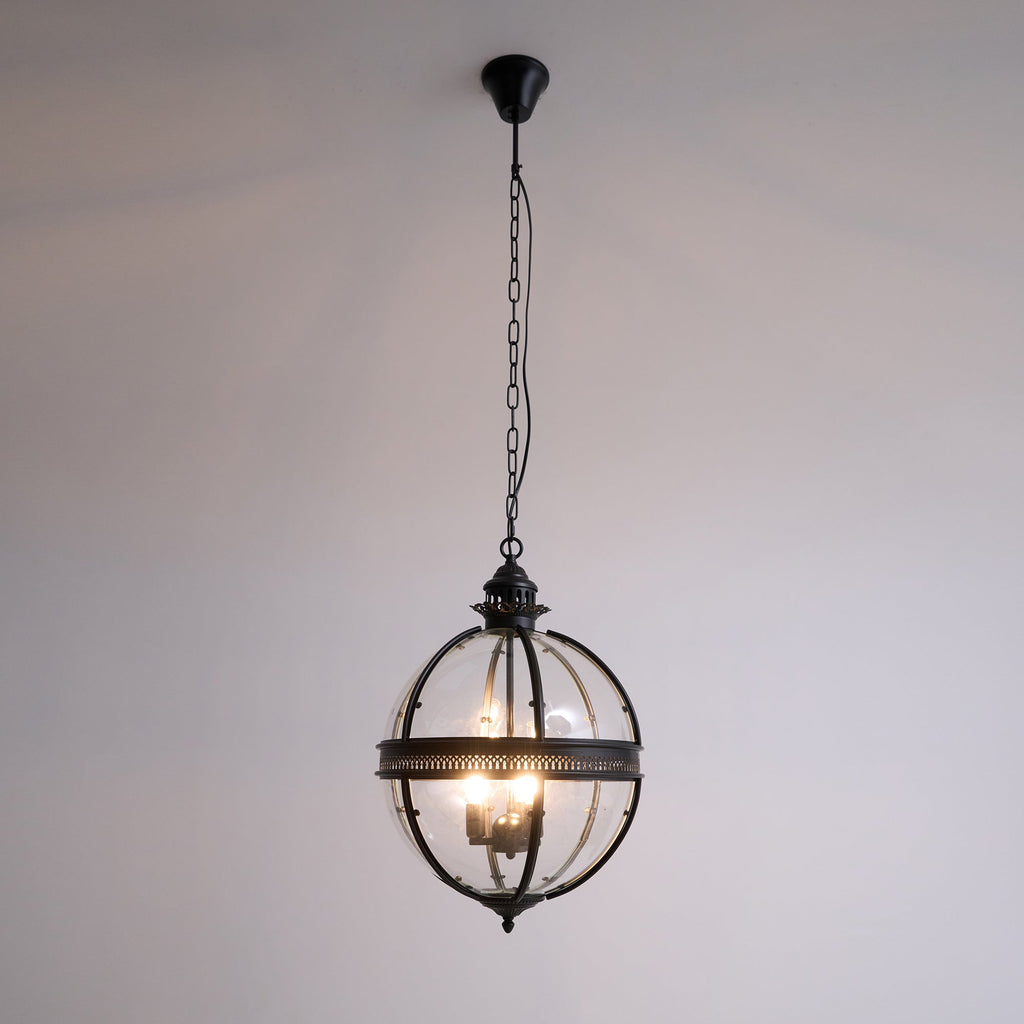 Vintage Glass Globe Pendant Light Industrial Hanging Ceiling Fixture