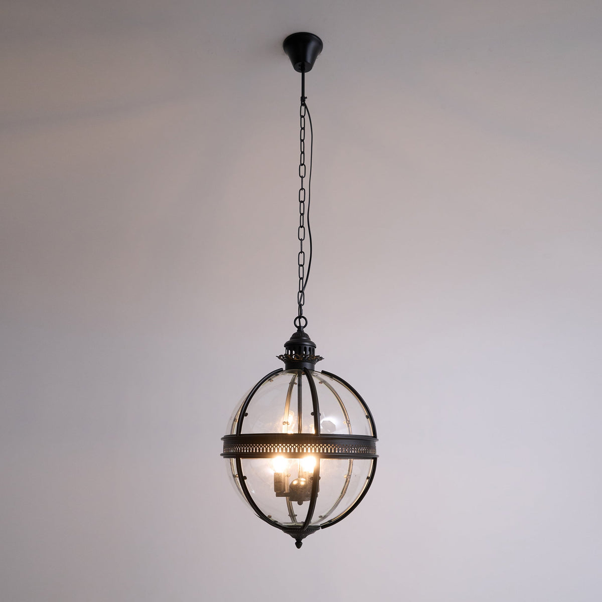 Vintage Glass Globe Pendant Light Industrial Hanging Ceiling Fixture