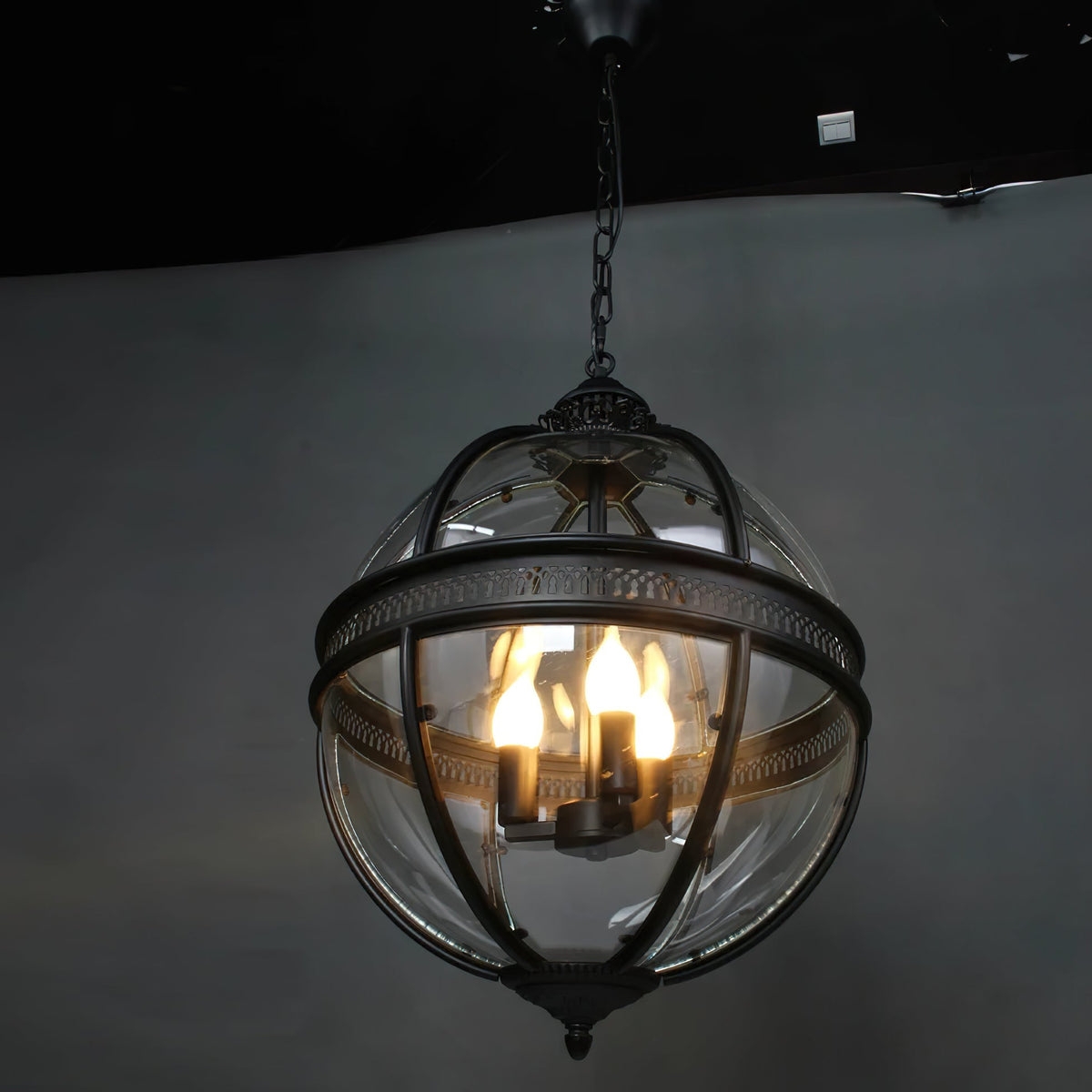Vintage Glass Globe Pendant Light Industrial Hanging Ceiling Fixture