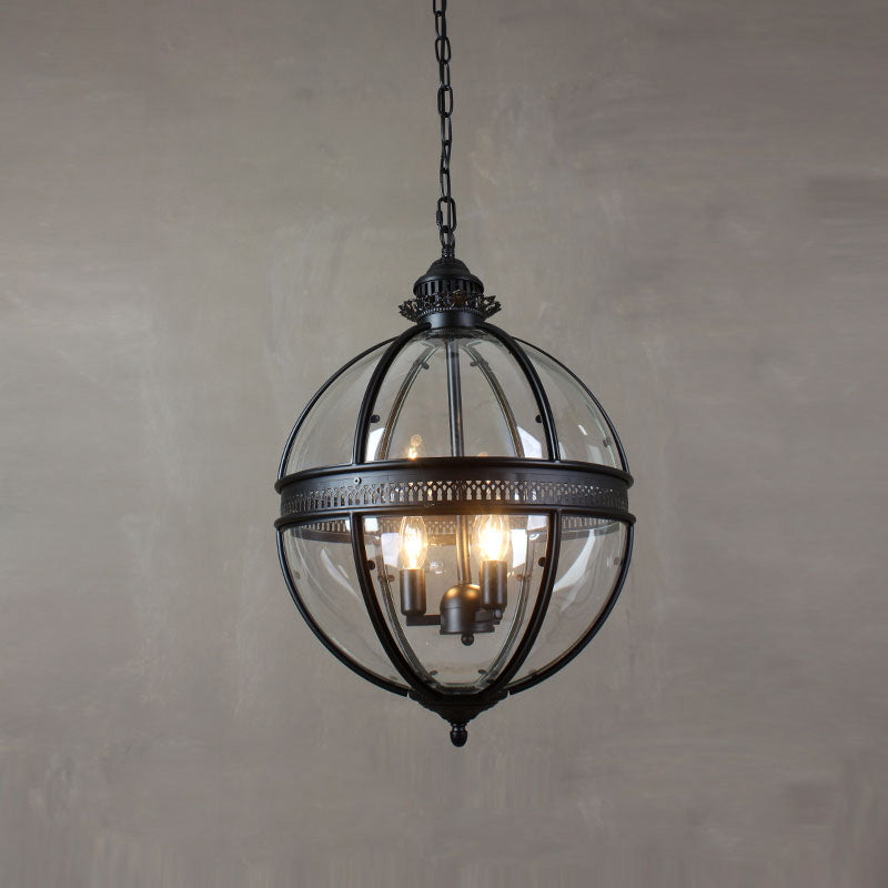 Vintage Glass Globe Pendant Light Industrial Hanging Ceiling Fixture