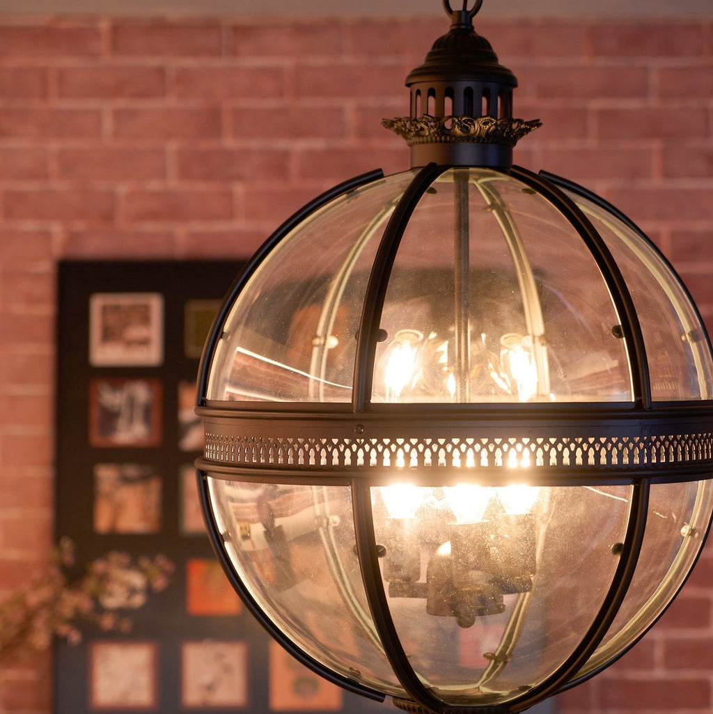 Vintage Glass Globe Pendant Light Industrial Hanging Ceiling Fixture