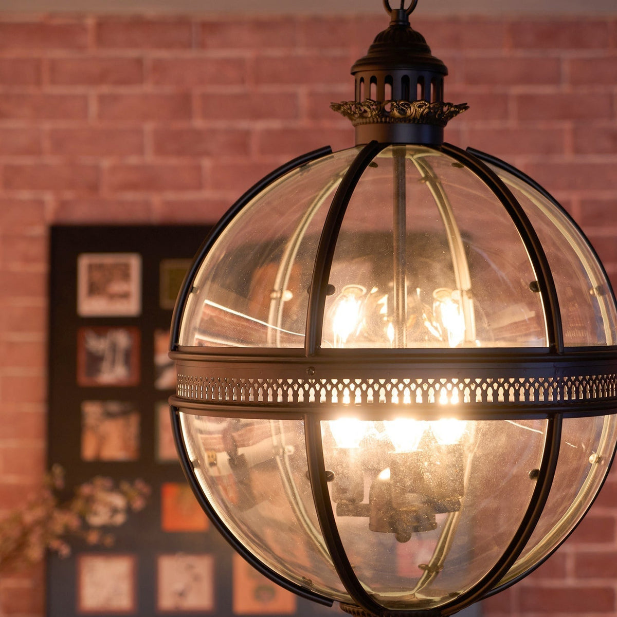 Vintage Glass Globe Pendant Light Industrial Hanging Ceiling Fixture