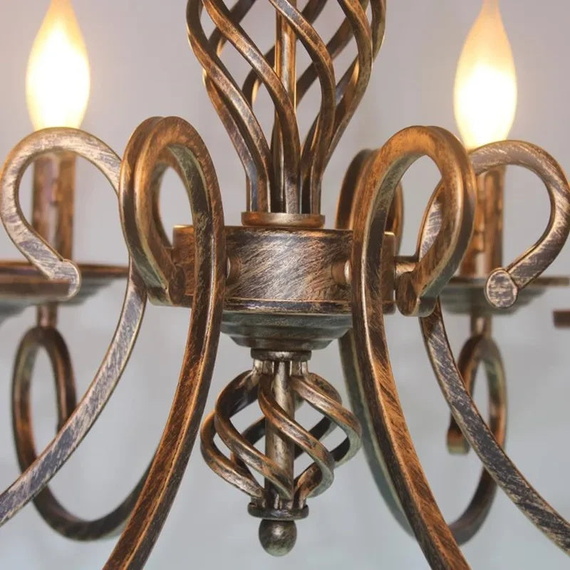 Candle Style Chandelier Ceiling Light With Flame Shaped Bulbs