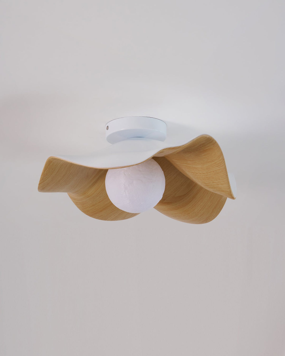Sculptural Wood Inspired Ceiling Lamp For Soft Ambient Lighting