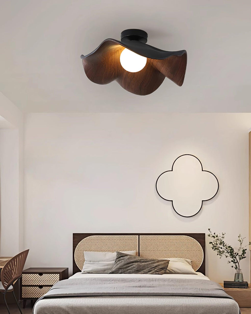 Sculptural Wood Inspired Ceiling Lamp For Soft Ambient Lighting
