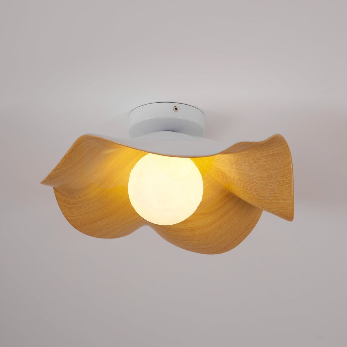 Sculptural Wood Inspired Ceiling Lamp For Soft Ambient Lighting