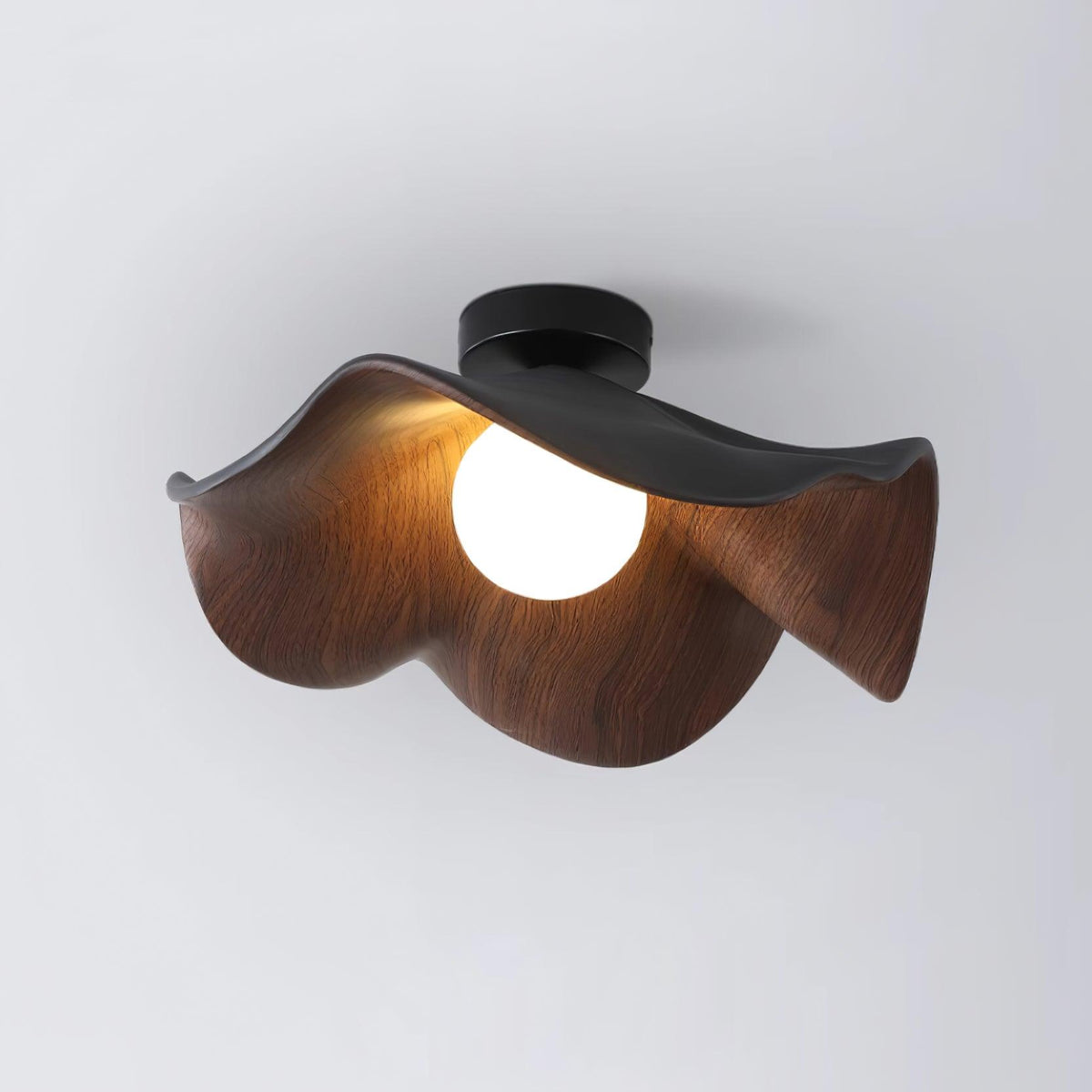 Sculptural Wood Inspired Ceiling Lamp For Soft Ambient Lighting