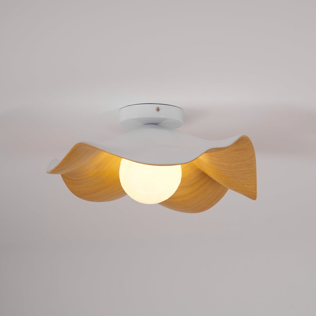 Sculptural Wood Inspired Ceiling Lamp For Soft Ambient Lighting