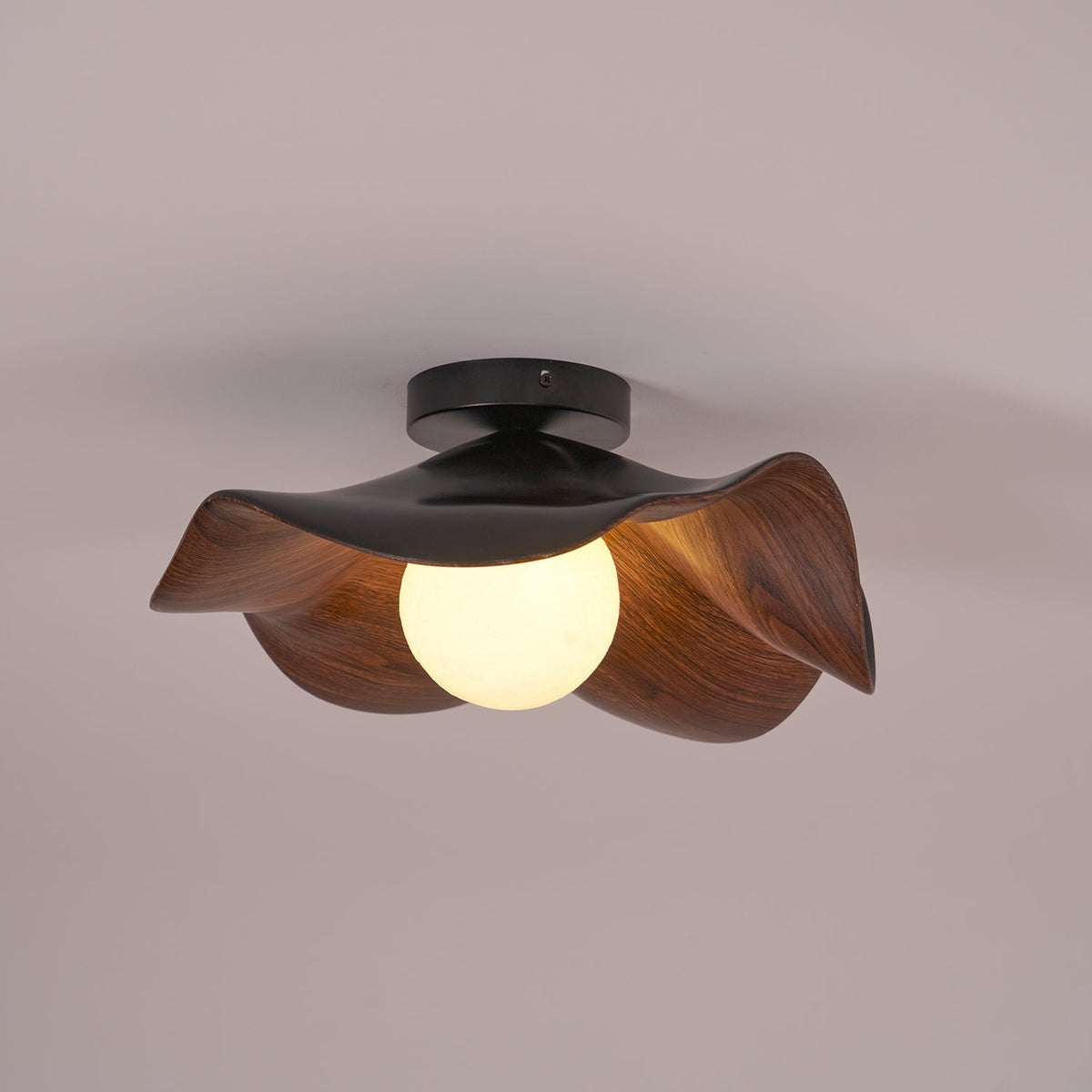 Sculptural Wood Inspired Ceiling Lamp For Soft Ambient Lighting
