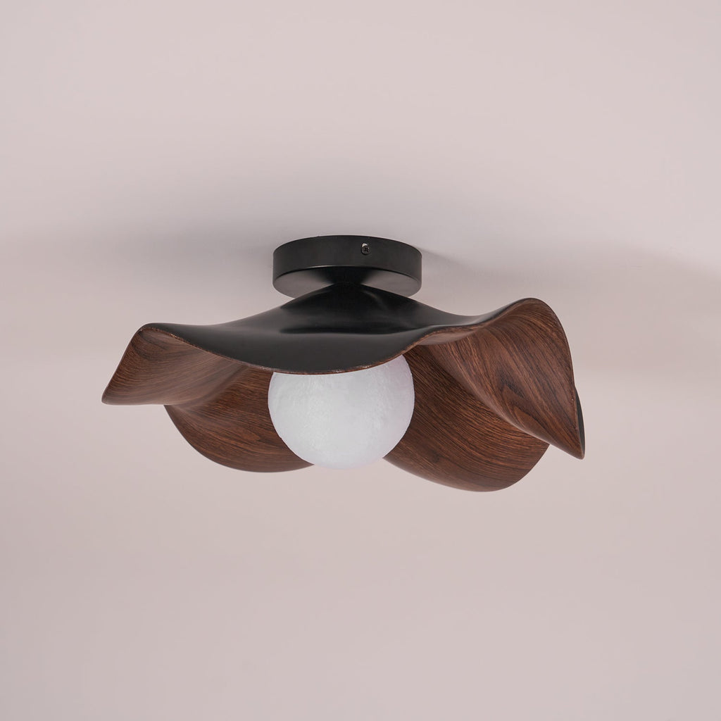 Sculptural Wood Inspired Ceiling Lamp For Soft Ambient Lighting