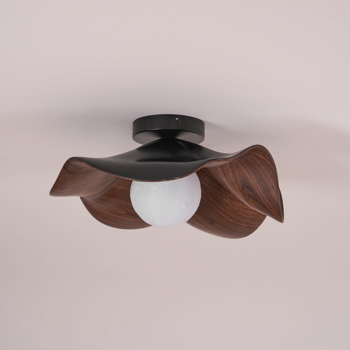 Sculptural Wood Inspired Ceiling Lamp For Soft Ambient Lighting
