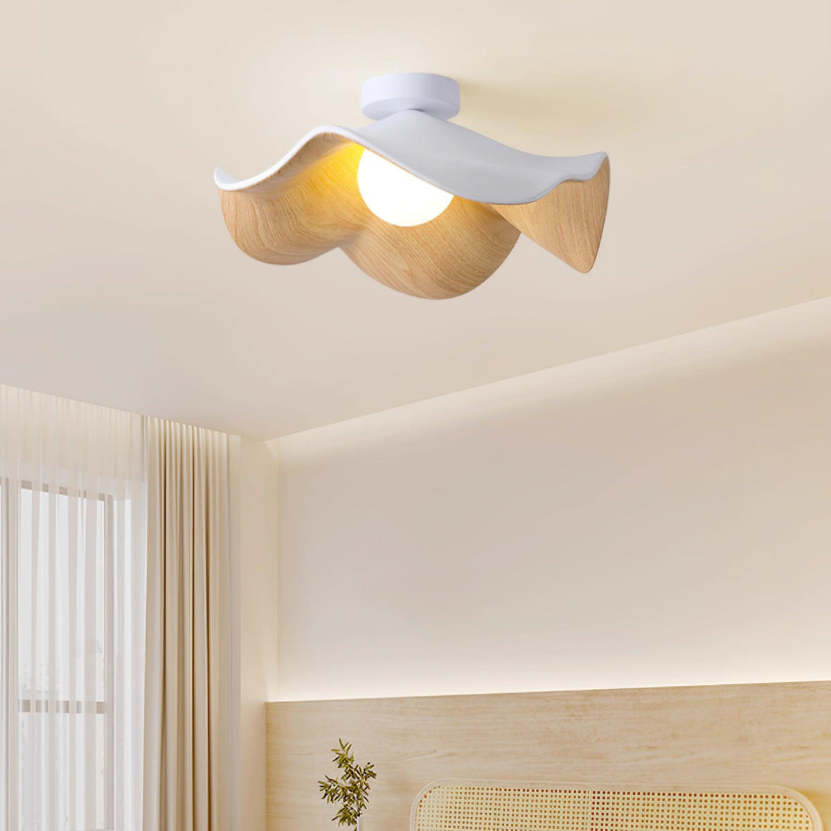 Sculptural Wood Inspired Ceiling Lamp For Soft Ambient Lighting