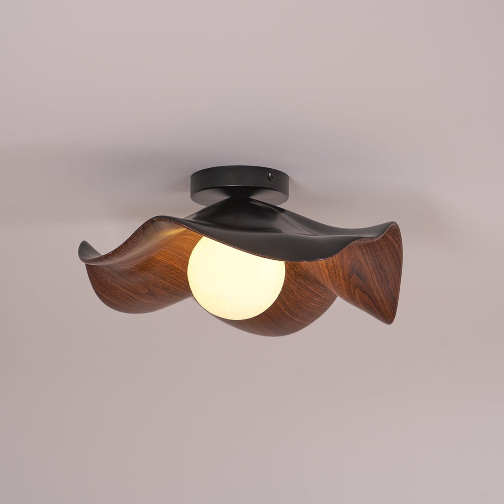 Sculptural Wood Inspired Ceiling Lamp For Soft Ambient Lighting