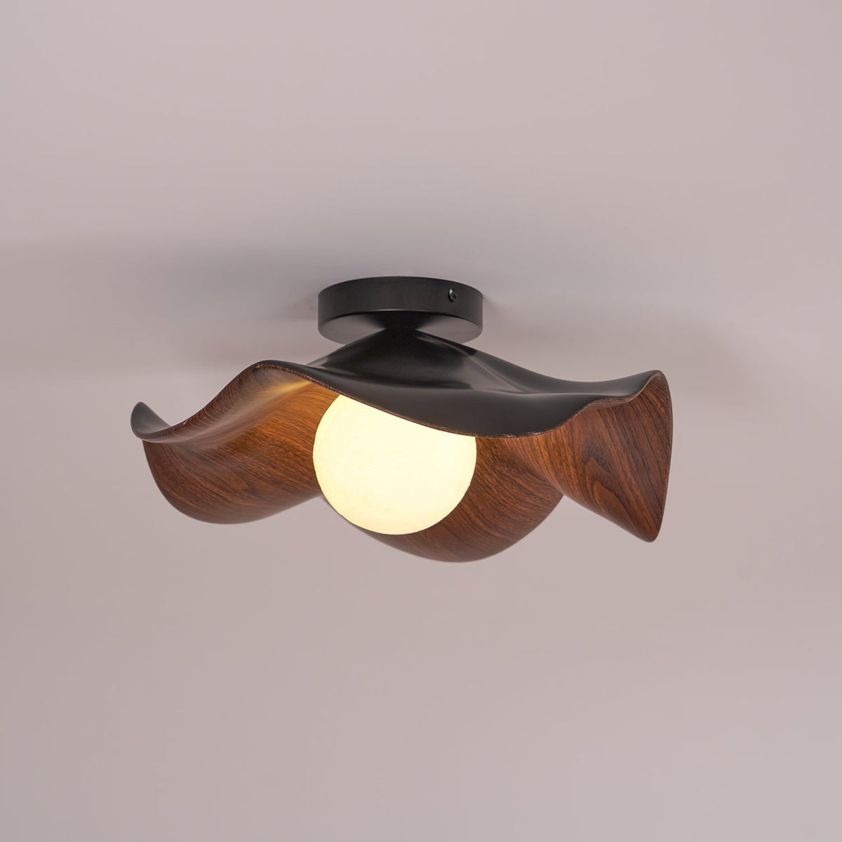 Sculptural Wood Inspired Ceiling Lamp For Soft Ambient Lighting