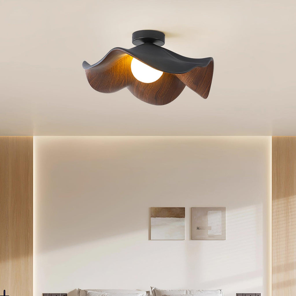 Sculptural Wood Inspired Ceiling Lamp For Soft Ambient Lighting