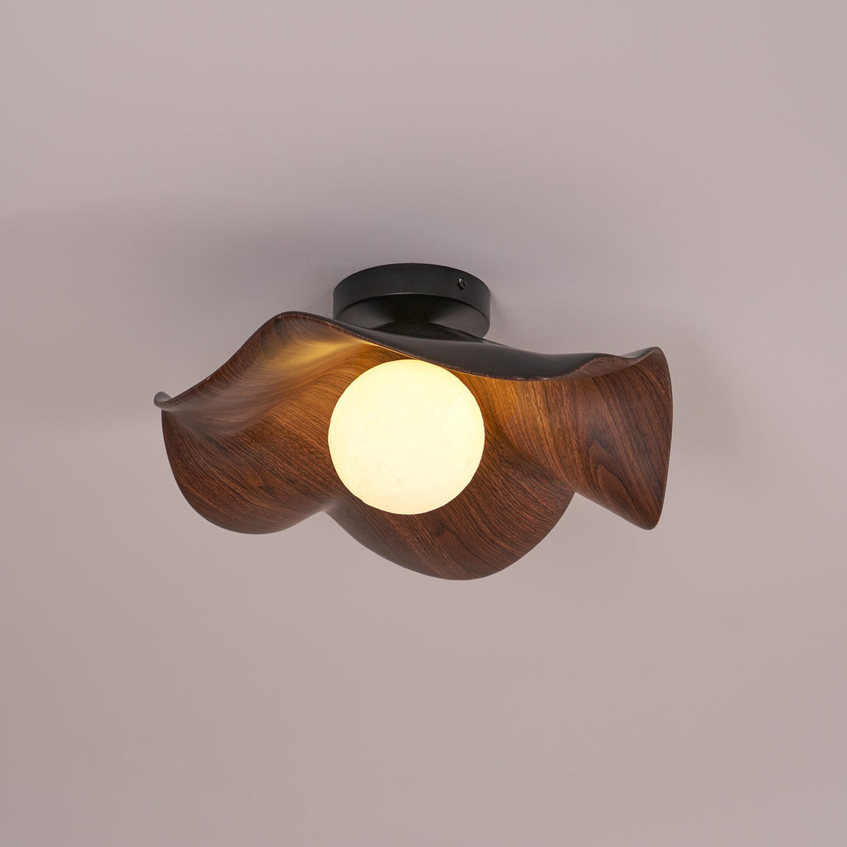 Sculptural Wood Inspired Ceiling Lamp For Soft Ambient Lighting