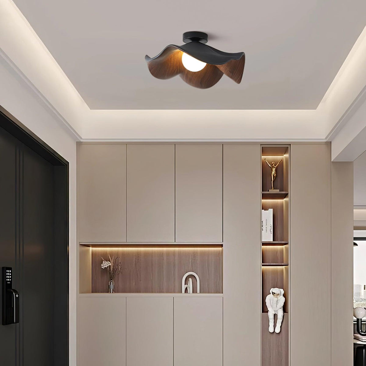 Sculptural Wood Inspired Ceiling Lamp For Soft Ambient Lighting
