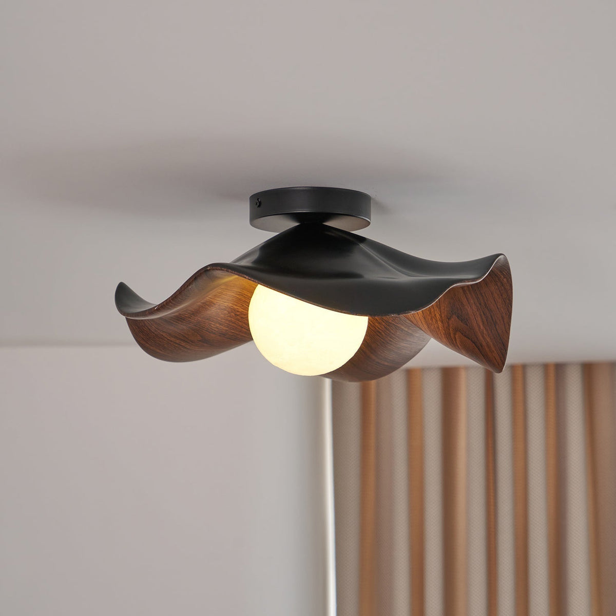Sculptural Wood Inspired Ceiling Lamp For Soft Ambient Lighting
