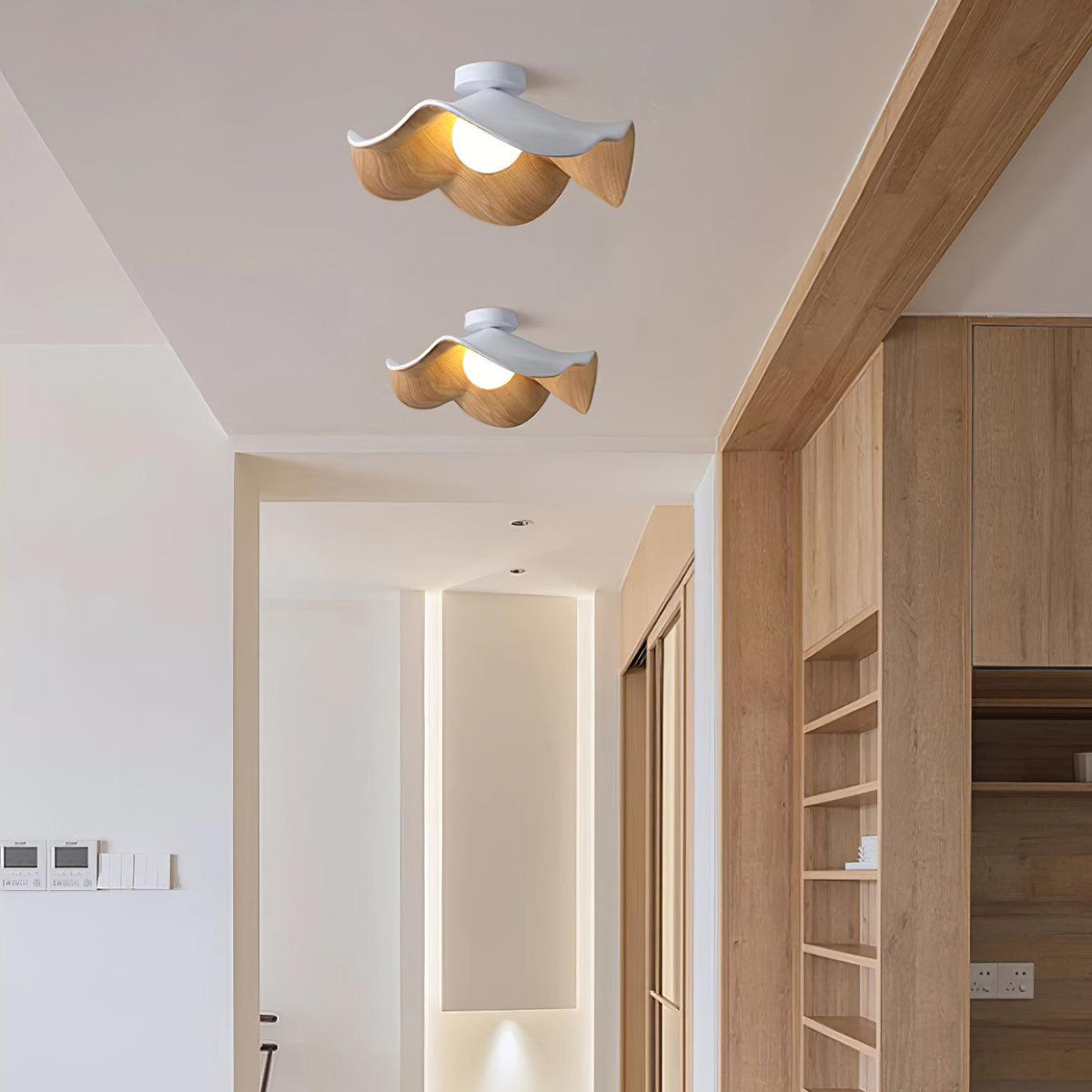 Sculptural Wood Inspired Ceiling Lamp For Soft Ambient Lighting