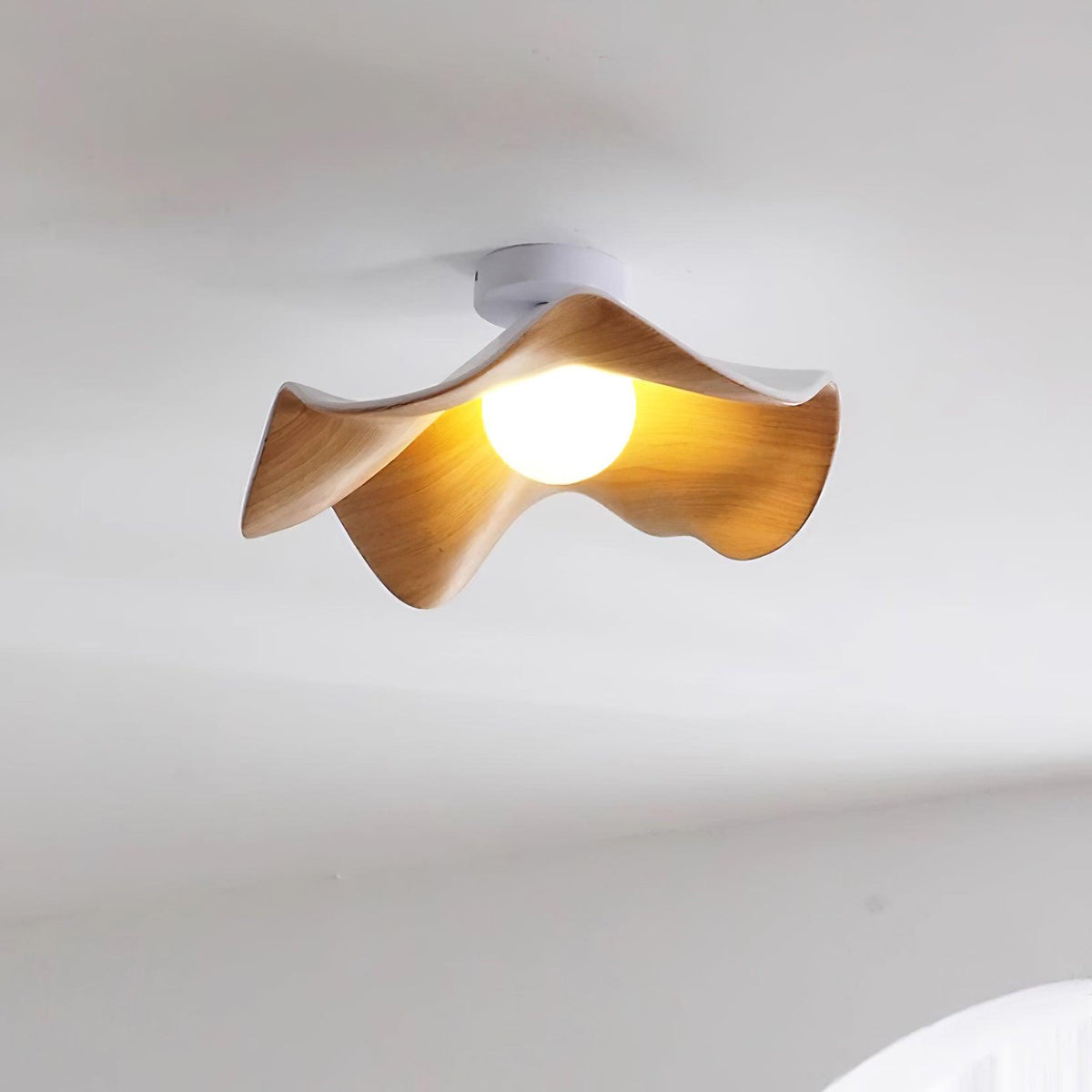Sculptural Wood Inspired Ceiling Lamp For Soft Ambient Lighting