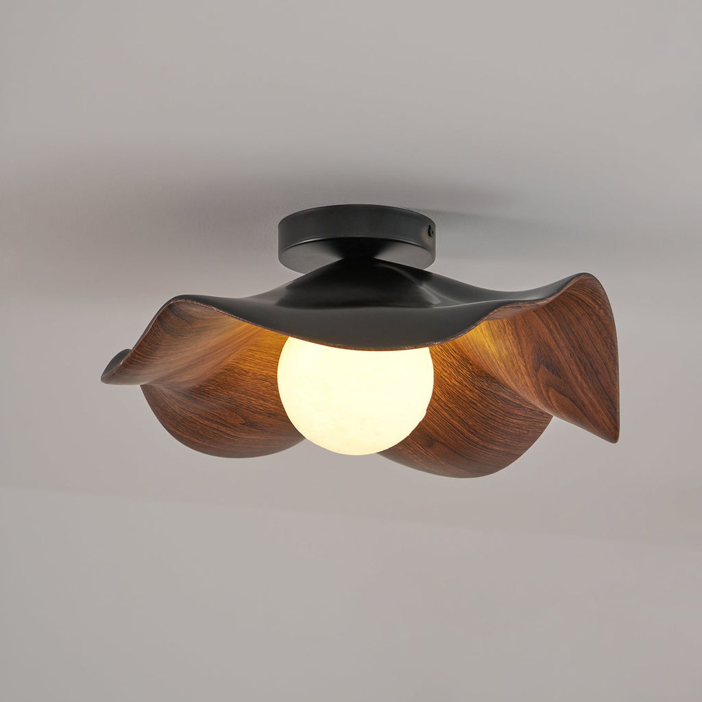 Sculptural Wood Inspired Ceiling Lamp For Soft Ambient Lighting