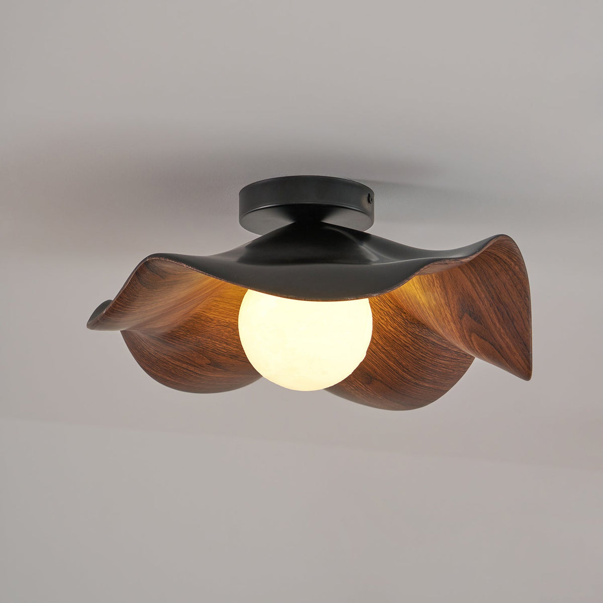 Sculptural Wood Inspired Ceiling Lamp For Soft Ambient Lighting