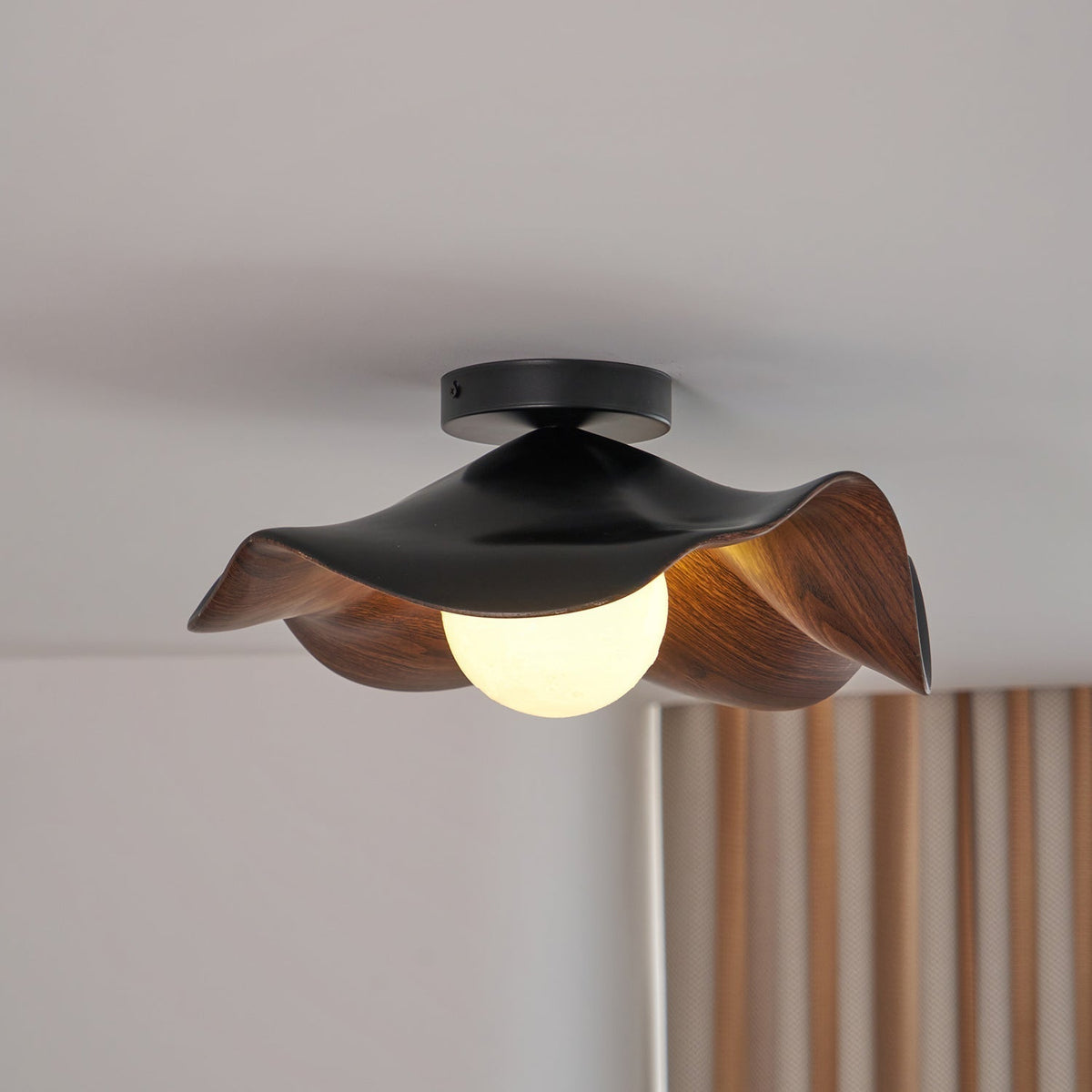 Sculptural Wood Inspired Ceiling Lamp For Soft Ambient Lighting