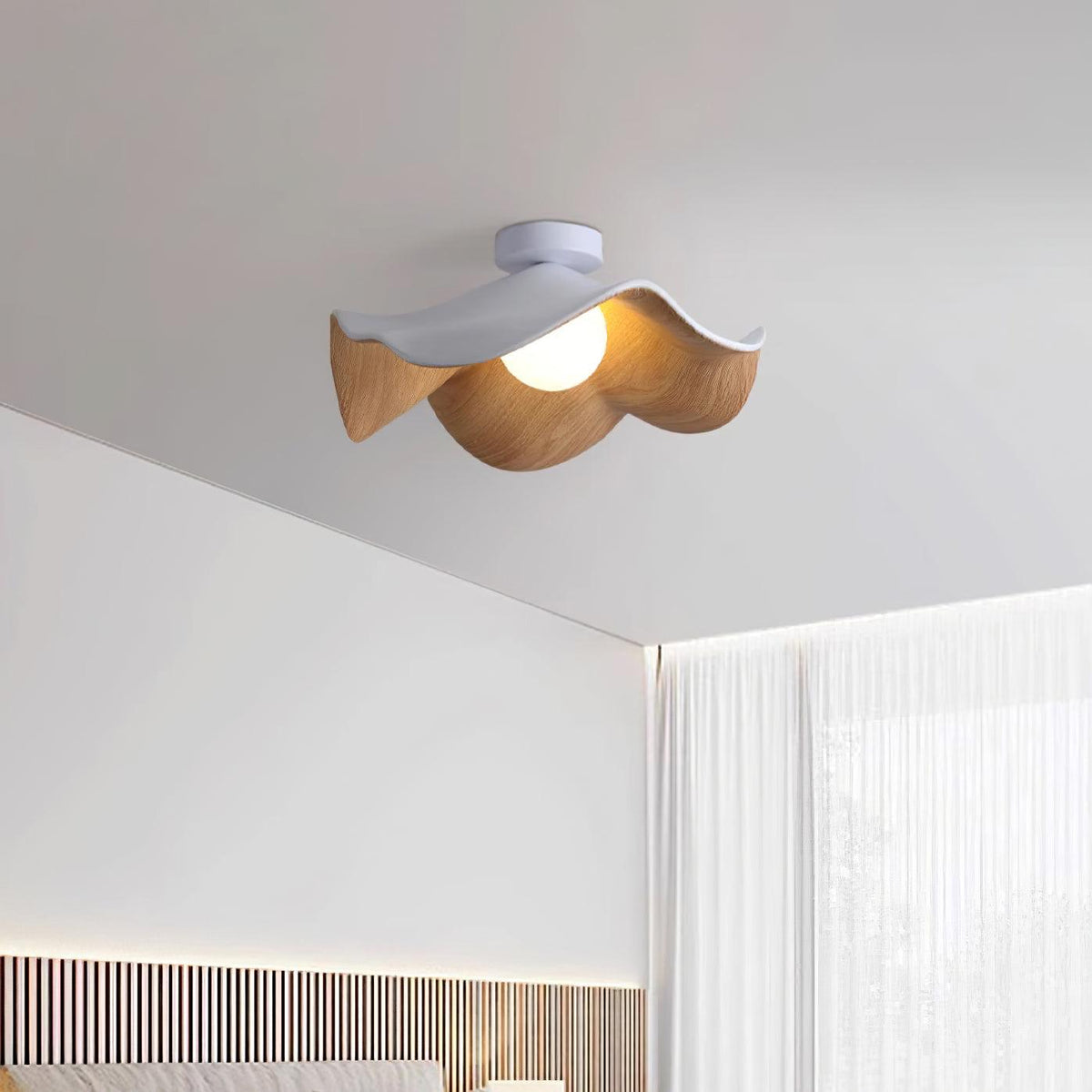 Sculptural Wood Inspired Ceiling Lamp For Soft Ambient Lighting