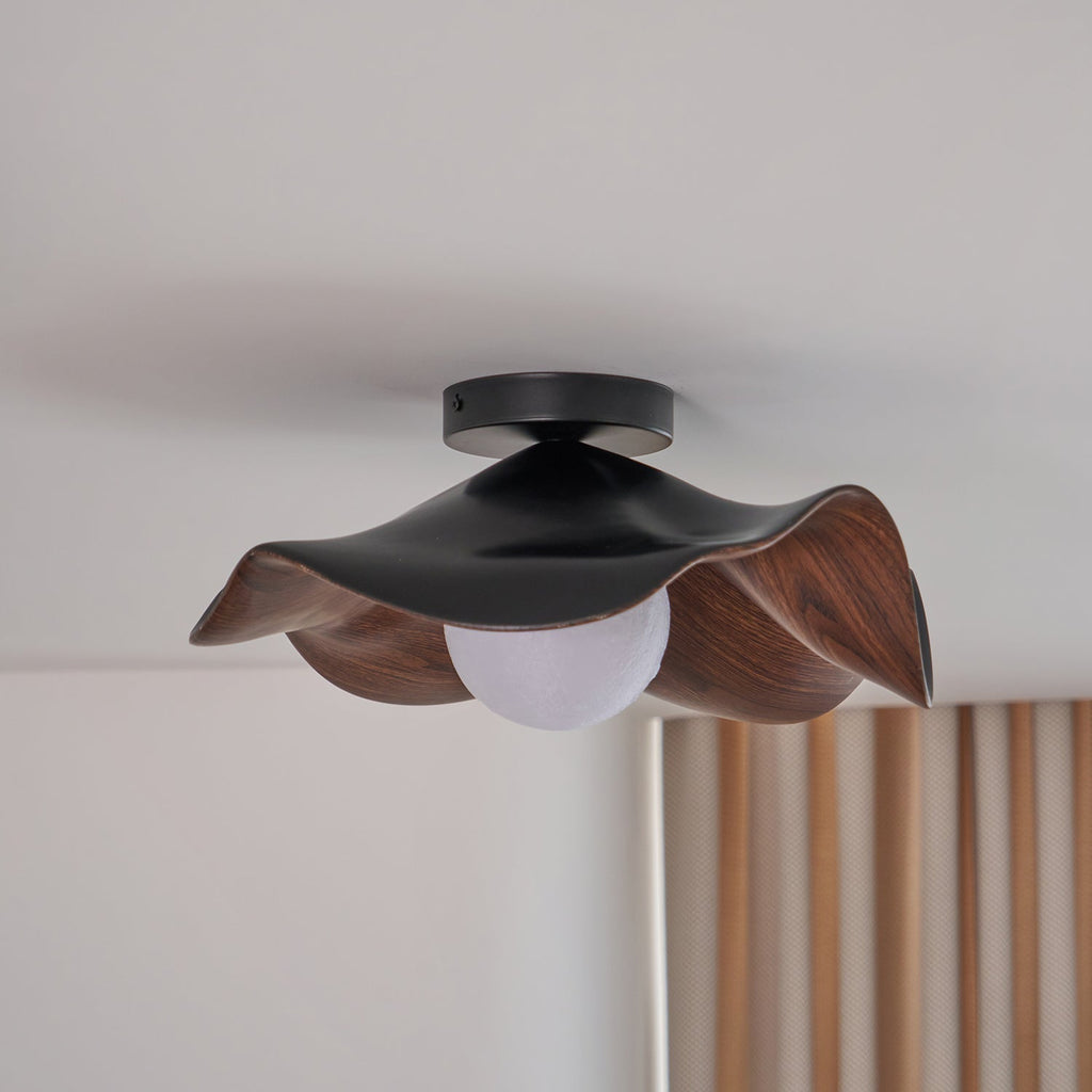 Sculptural Wood Inspired Ceiling Lamp For Soft Ambient Lighting