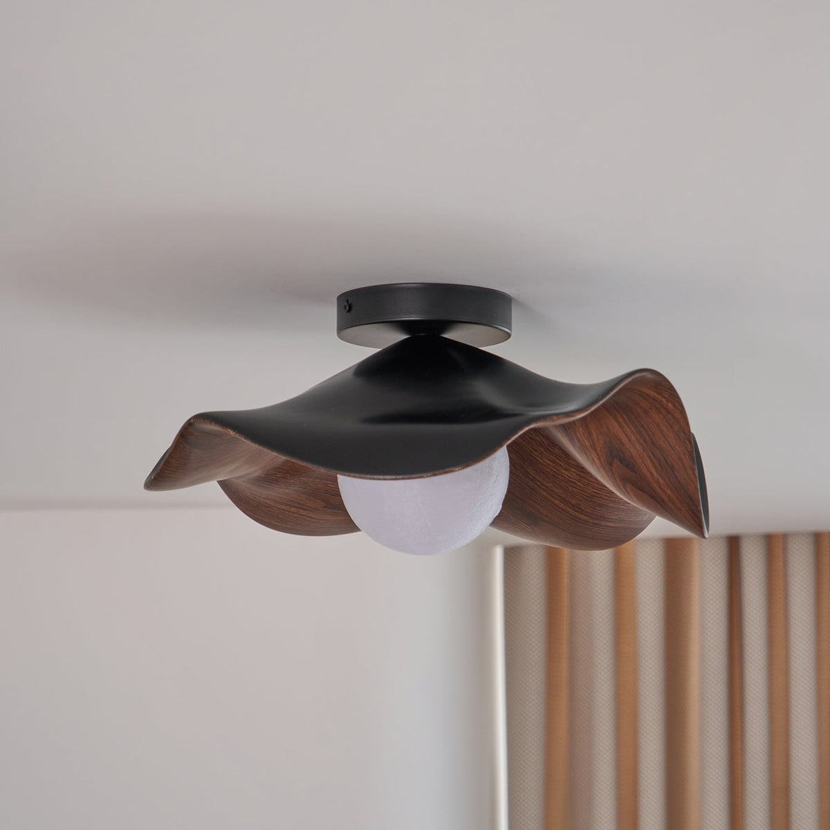 Sculptural Wood Inspired Ceiling Lamp For Soft Ambient Lighting