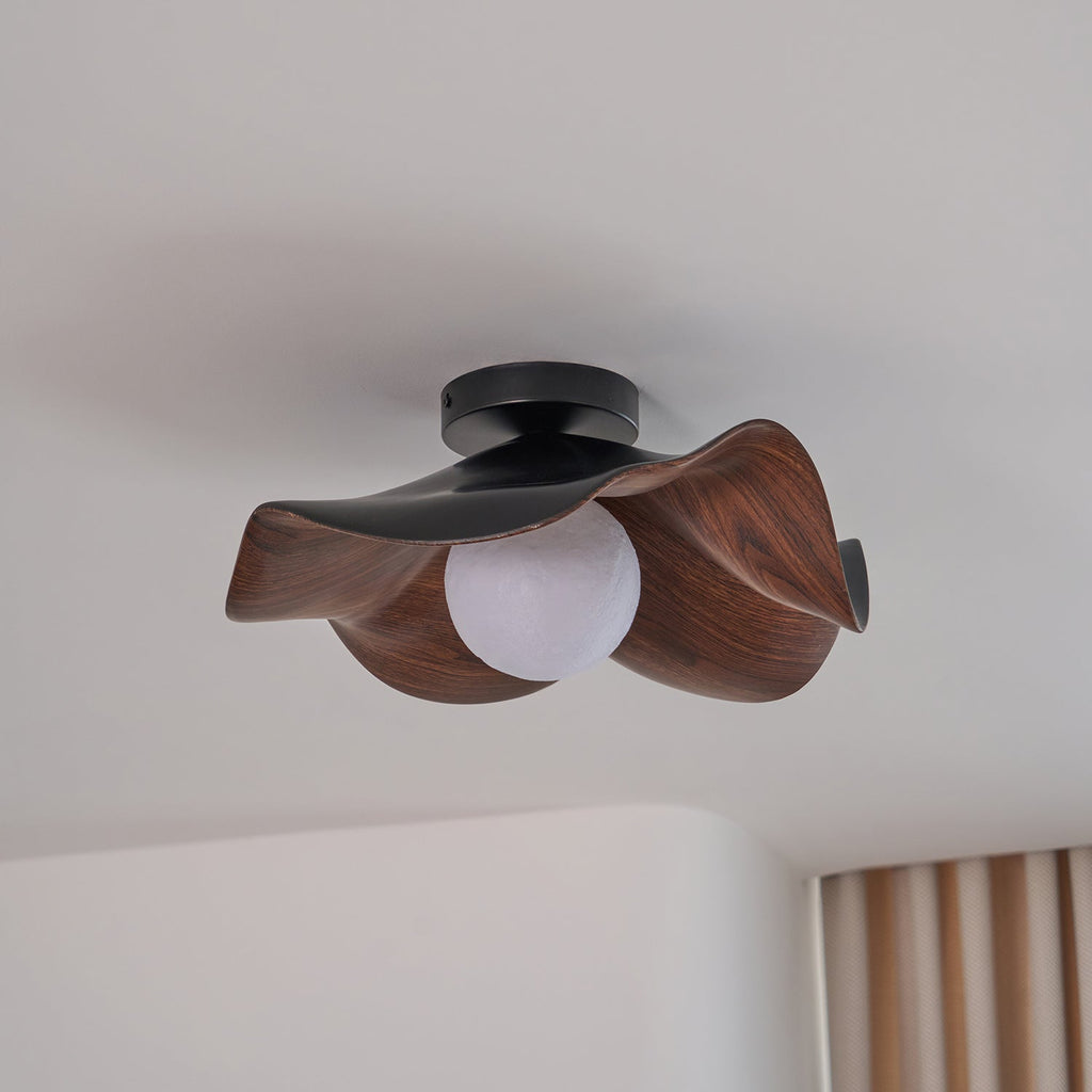 Sculptural Wood Inspired Ceiling Lamp For Soft Ambient Lighting