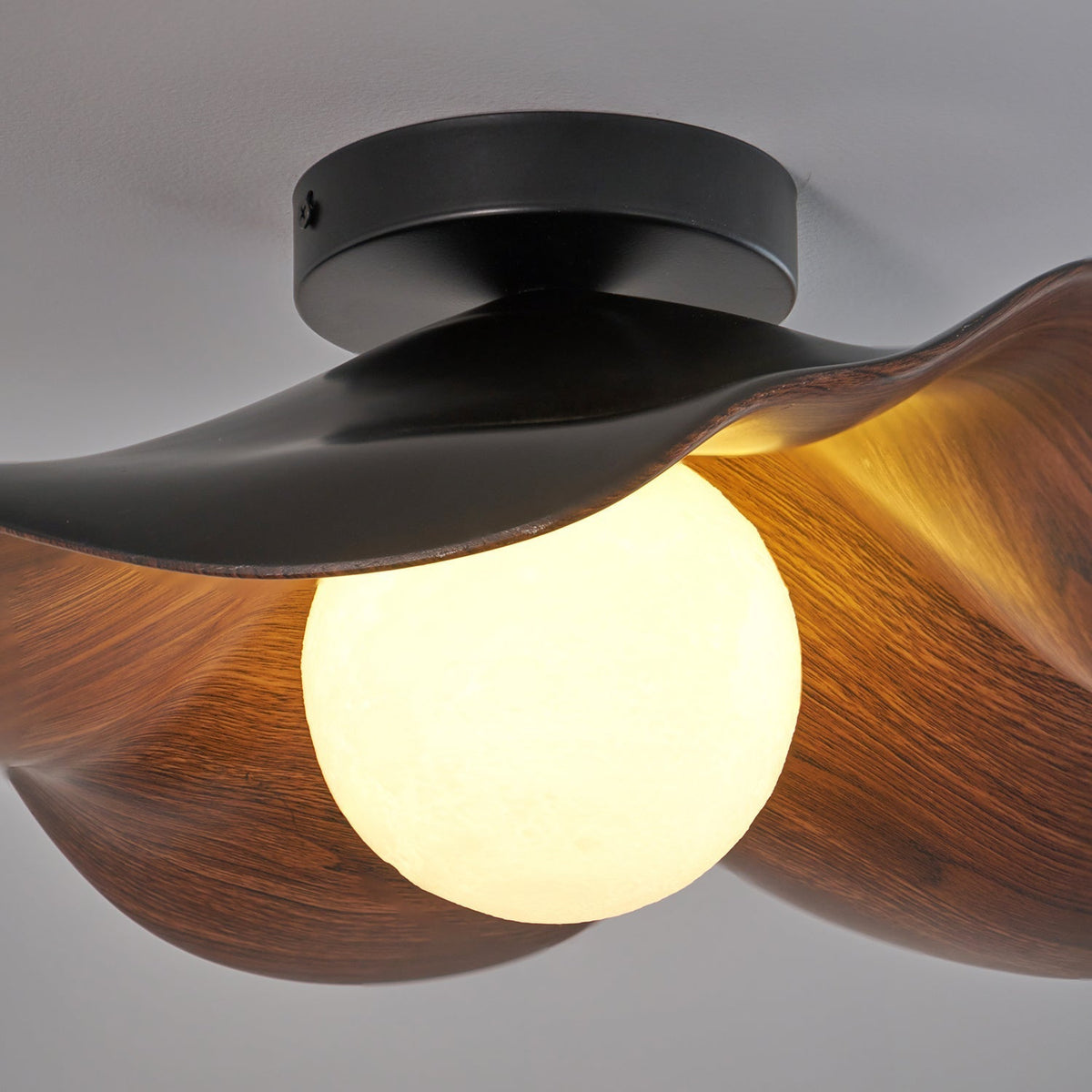 Sculptural Wood Inspired Ceiling Lamp For Soft Ambient Lighting